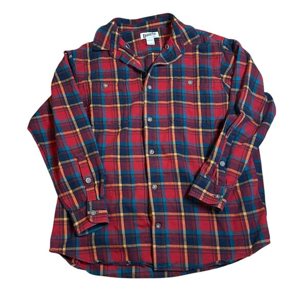 Duluth Trading Co Free Swingin Flannel Shirt Sz Large Button Down Plaid Workwear - Picture 1 of 4
